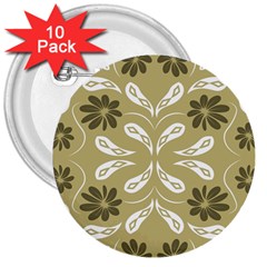 Folk Flowers Print Floral Pattern Ethnic Art 3  Buttons (10 Pack)  by Eskimos