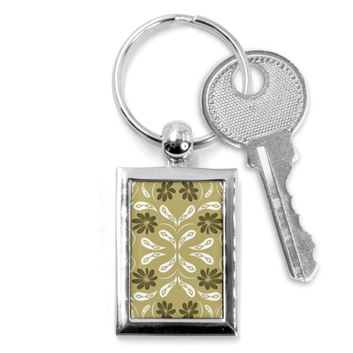 Folk flowers print Floral pattern Ethnic art Key Chain (Rectangle)