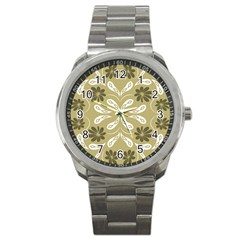 Folk Flowers Print Floral Pattern Ethnic Art Sport Metal Watch by Eskimos