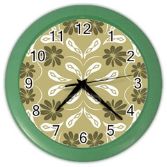 Folk Flowers Print Floral Pattern Ethnic Art Color Wall Clock by Eskimos