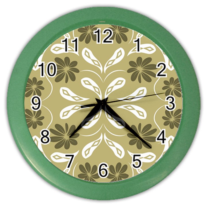 Folk flowers print Floral pattern Ethnic art Color Wall Clock