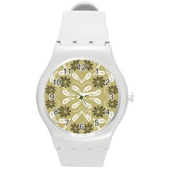 Folk Flowers Print Floral Pattern Ethnic Art Round Plastic Sport Watch (m) by Eskimos