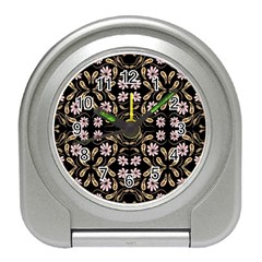 Folk Flowers Print Floral Pattern Ethnic Art Travel Alarm Clock by Eskimos