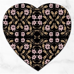 Folk Flowers Print Floral Pattern Ethnic Art Jigsaw Puzzle (heart) by Eskimos