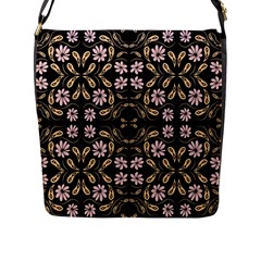 Folk Flowers Print Floral Pattern Ethnic Art Flap Closure Messenger Bag (l) by Eskimos