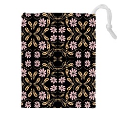 Folk Flowers Print Floral Pattern Ethnic Art Drawstring Pouch (4xl) by Eskimos