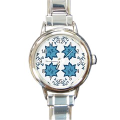 Abstract Pattern Geometric Backgrounds   Round Italian Charm Watch by Eskimos