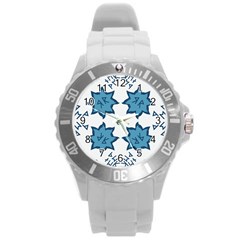 Abstract Pattern Geometric Backgrounds   Round Plastic Sport Watch (l) by Eskimos