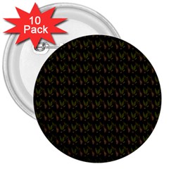 Fern Pattern 2 Black 3  Buttons (10 Pack)  by violetheavensky