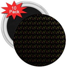 Fern Pattern 2 Black 3  Magnets (10 Pack)  by violetheavensky