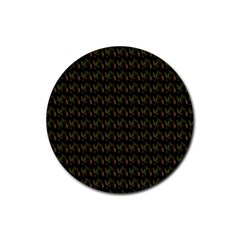 Fern Pattern 2 Black Rubber Coaster (round) by violetheavensky