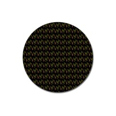 Fern Pattern 2 Black Magnet 3  (round) by violetheavensky