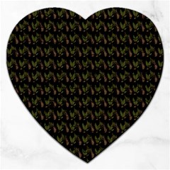 Fern Pattern 2 Black Jigsaw Puzzle (heart) by violetheavensky