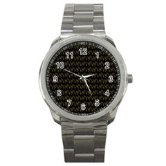 Fern Pattern 2 Black Sport Metal Watch by violetheavensky