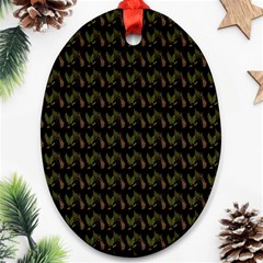 Fern Pattern 2 Black Oval Ornament (two Sides)