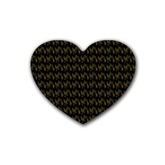 Fern Pattern 2 Black Rubber Heart Coaster (4 Pack) by violetheavensky