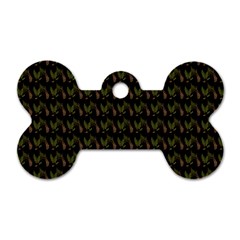 Fern Pattern 2 Black Dog Tag Bone (one Side)