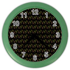 Fern Pattern 2 Black Color Wall Clock by violetheavensky