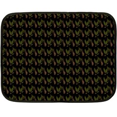 Fern Pattern 2 Black Fleece Blanket (mini) by violetheavensky