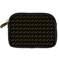 Fern Pattern 2 Black Digital Camera Leather Case by violetheavensky