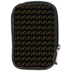 Fern Pattern 2 Black Compact Camera Leather Case by violetheavensky