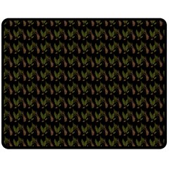 Fern Pattern 2 Black Fleece Blanket (medium)  by violetheavensky