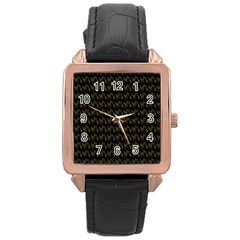 Fern Pattern 2 Black Rose Gold Leather Watch  by violetheavensky