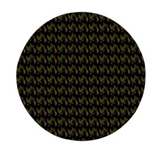 Fern Pattern 2 Black Mini Round Pill Box by violetheavensky