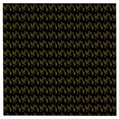 Fern Pattern 2 Black Wooden Puzzle Square by violetheavensky