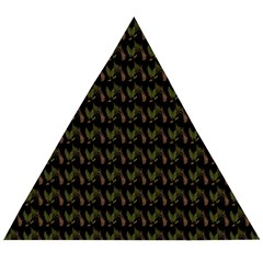 Fern Pattern 2 Black Wooden Puzzle Triangle by violetheavensky