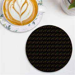 Fern Pattern 2 Black Uv Print Round Tile Coaster by violetheavensky