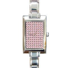 Fern Pattern 2 Pink Rectangle Italian Charm Watch by violetheavensky