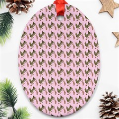 Fern Pattern 2 Pink Ornament (oval) by violetheavensky