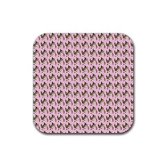 Fern Pattern 2 Pink Rubber Coaster (square) by violetheavensky