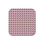 Fern Pattern 2 Pink Rubber Coaster (Square) Front