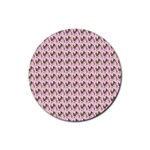 Fern Pattern 2 Pink Rubber Coaster (Round) Front