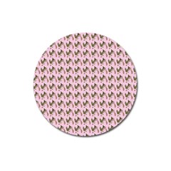 Fern Pattern 2 Pink Magnet 3  (round) by violetheavensky