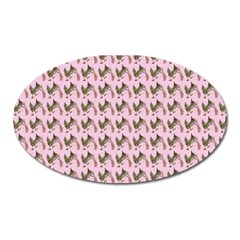 Fern Pattern 2 Pink Oval Magnet by violetheavensky