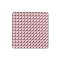 Fern Pattern 2 Pink Square Magnet by violetheavensky