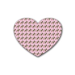 Fern Pattern 2 Pink Rubber Heart Coaster (4 Pack) by violetheavensky