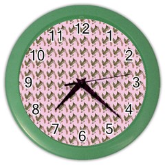 Fern Pattern 2 Pink Color Wall Clock by violetheavensky