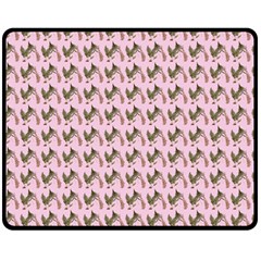 Fern Pattern 2 Pink Fleece Blanket (medium)  by violetheavensky