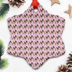 Fern Pattern 2 Pink Snowflake Ornament (two Sides)