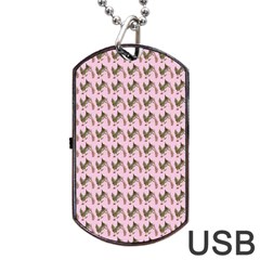 Fern Pattern 2 Pink Dog Tag Usb Flash (one Side) by violetheavensky