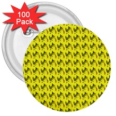 Fern Pattern 2 Yellow 3  Buttons (100 Pack)  by violetheavensky