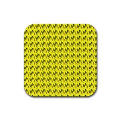 Fern Pattern 2 Yellow Rubber Coaster (square) by violetheavensky