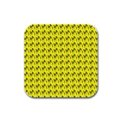 Fern Pattern 2 Yellow Rubber Square Coaster (4 Pack) by violetheavensky