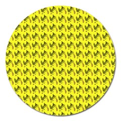 Fern Pattern 2 Yellow Magnet 5  (round) by violetheavensky