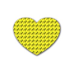 Fern Pattern 2 Yellow Rubber Coaster (heart)