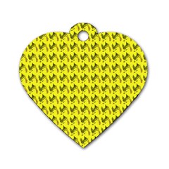 Fern Pattern 2 Yellow Dog Tag Heart (two Sides) by violetheavensky